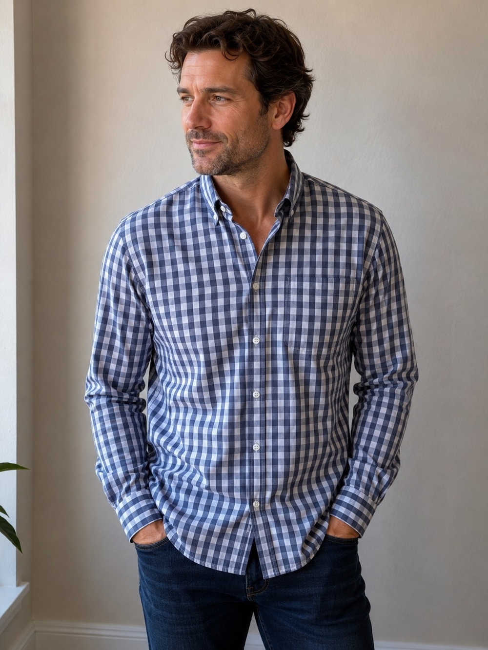 Johnnie-O Prep-Formance Cane Gingham Shirt Large Oceanside